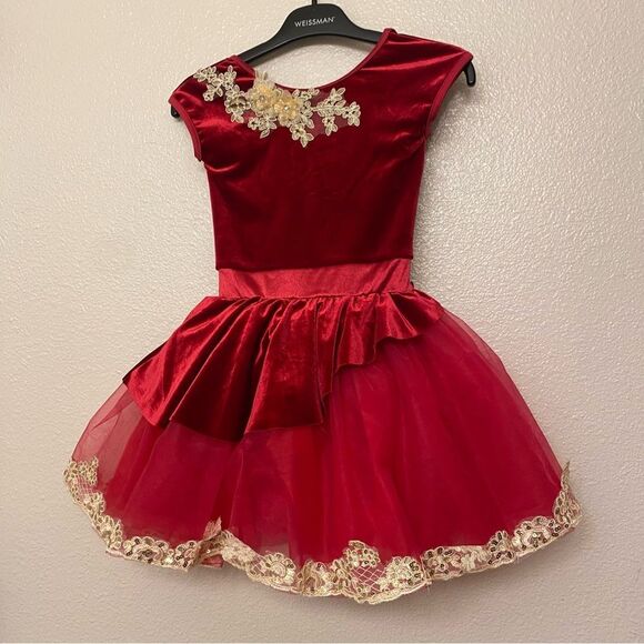 Weissman Dance costume Red tutu velvet ballet dress leotard 15371 IC- child 7/8 - Picture 2 of 8